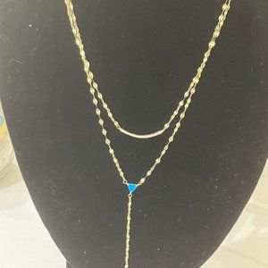 2 strand necklace with 2 blue opals